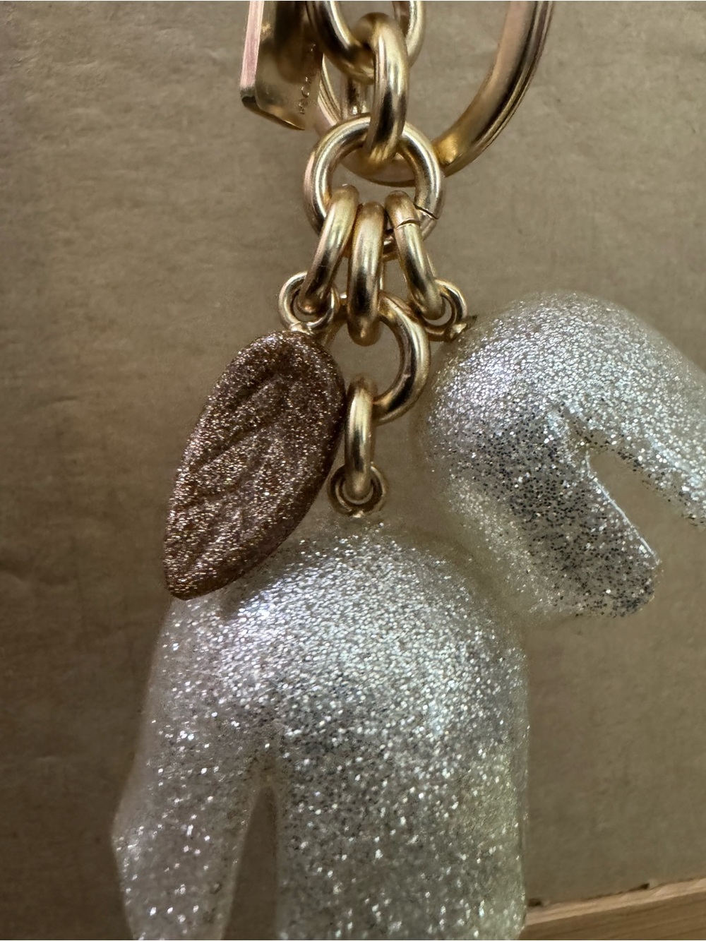 Coach Ivory and Gold Glitter Resin Bell Flower Bag Charm and Key Ring - Picture 3 of 6
